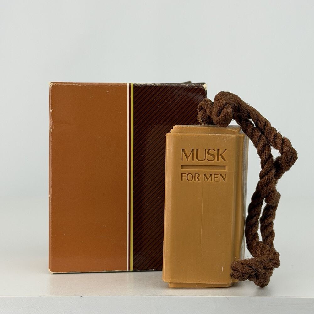 Vintage 1983 Avon Musk For Men Soap On A Rope Bar Soap New Open Box